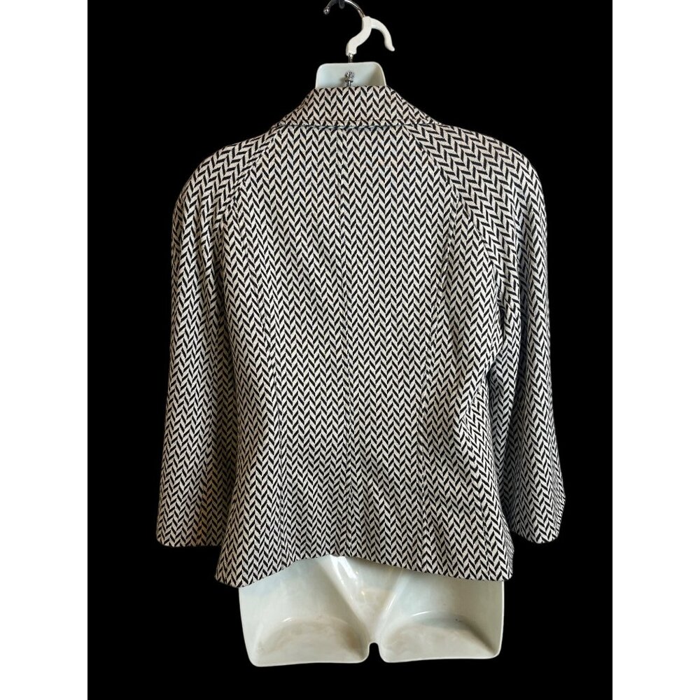 Kate Unger Button Collar Retro Cape Jacket Herringbone Black White Size 10 - Picture 4 of 7